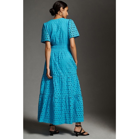 Anthropologie Blue Eyelet Maxi Dress - Picture 4 of 6